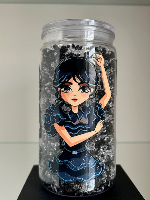 Goth Girl Snow Globe Tumbler - 16oz Diamond Filled Cup
