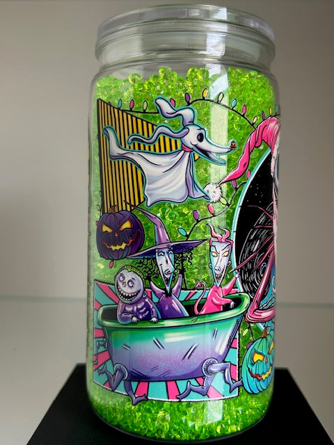 Spooky Romance Snow Globe Tumbler - 16oz Diamond Filled Cup