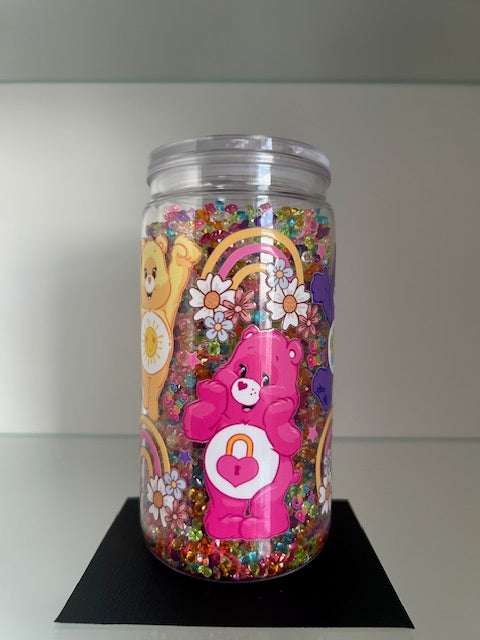 Rainbow Bears Snow Globe Tumbler - 16oz Diamond Filled Cup