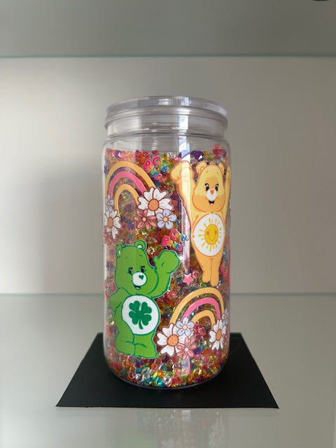 Rainbow Bears Snow Globe Tumbler - 16oz Diamond Filled Cup