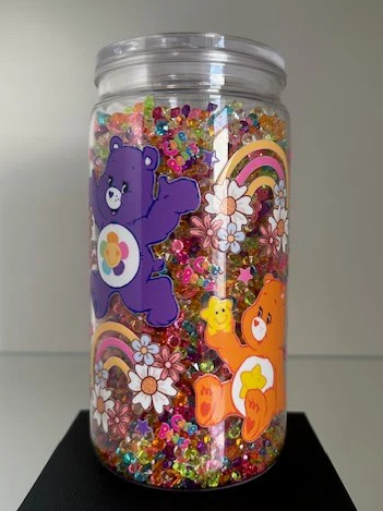 Rainbow Bears Snow Globe Tumbler - 16oz Diamond Filled Cup